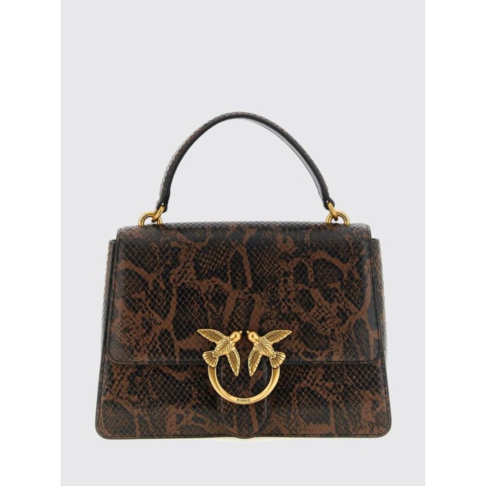 Pinko Women Love Bag Python-Print Leather Handbag Pinko With Love Birds Logo